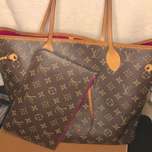 Authentic Louis Vuitton Neverfull MM + pochette included (used)